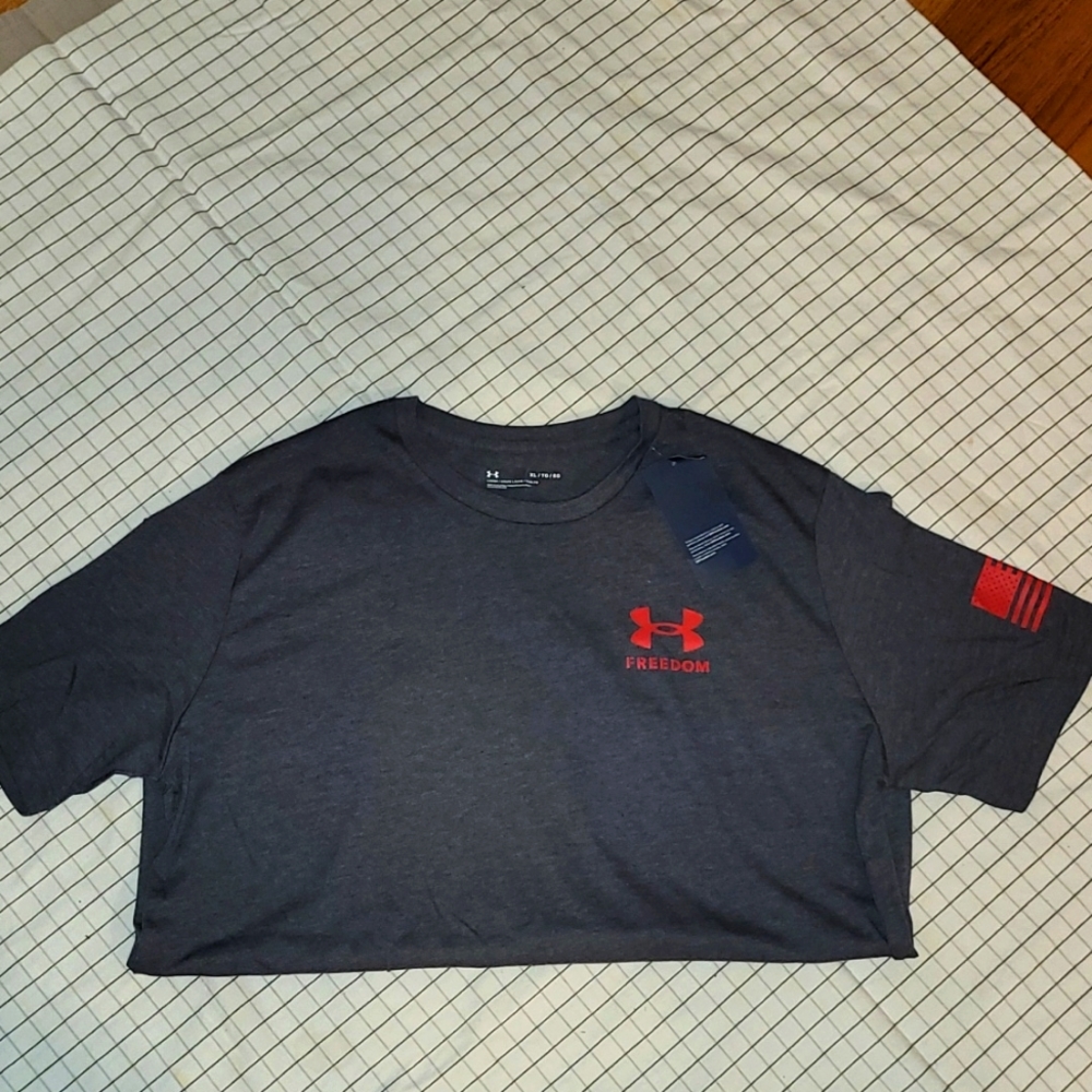 Gray and Red Under Armour Freedom tshirt